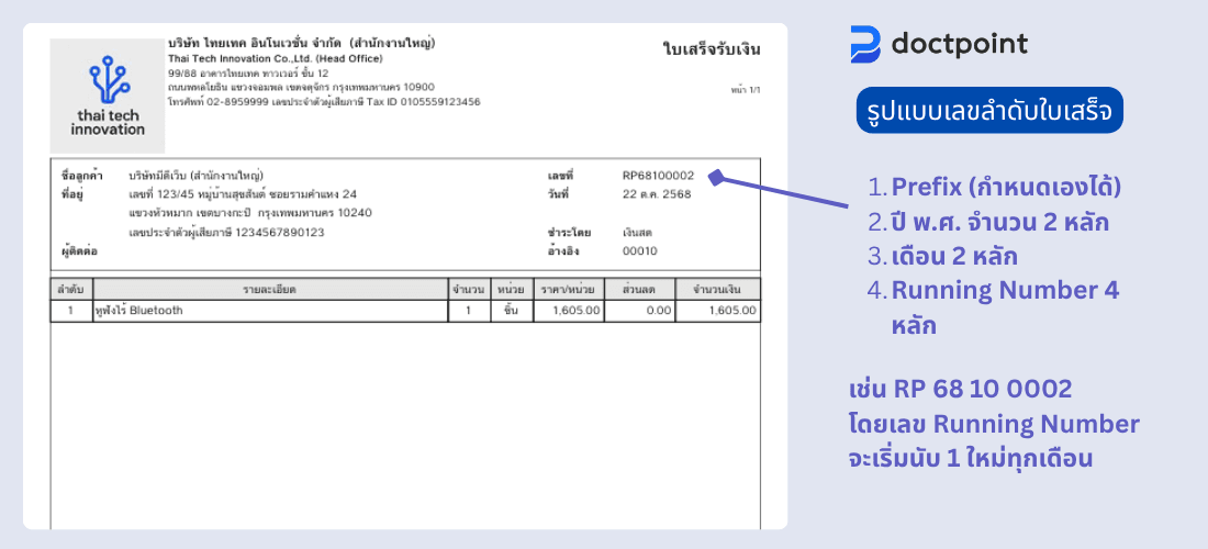 การจัดการเลขที่เอกสารในระบบ Doctpoint